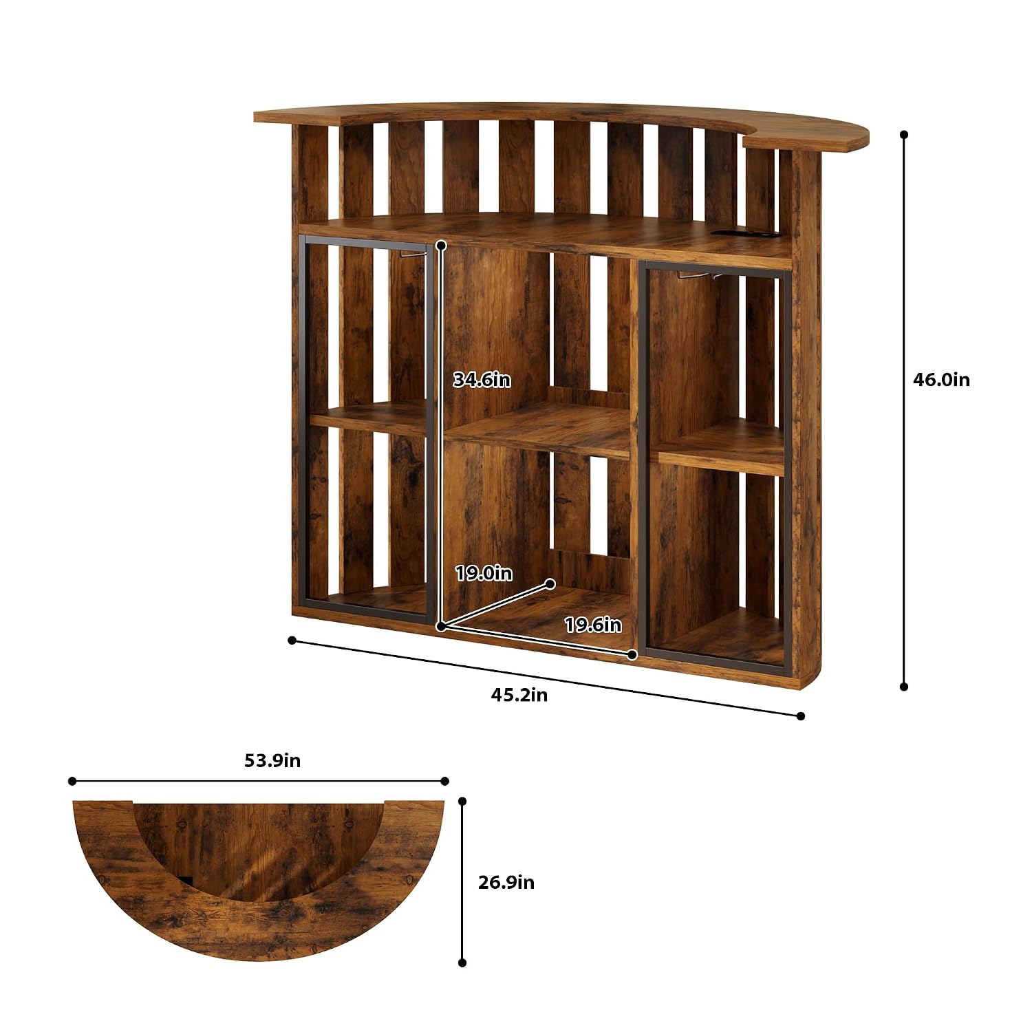 Home Bar And Fridge - Rustieke houten barkast, 4-laags minibar met