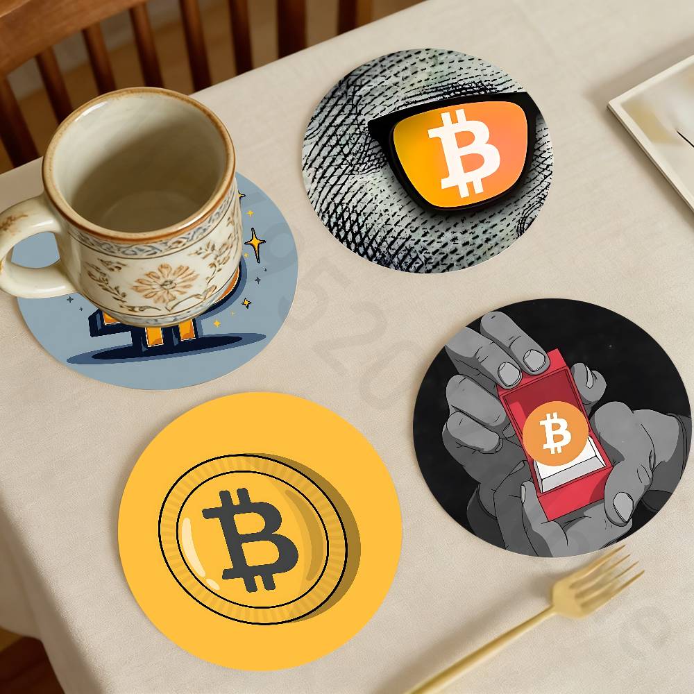 Bar Mat Rubber - Bitcoin Cryptocurrency Btc Houten bekeronderzetter Thee