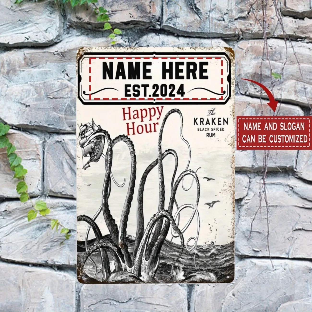 Home Bar Signs - CIFbuy 2D Platte Vintage Kraken Metalen