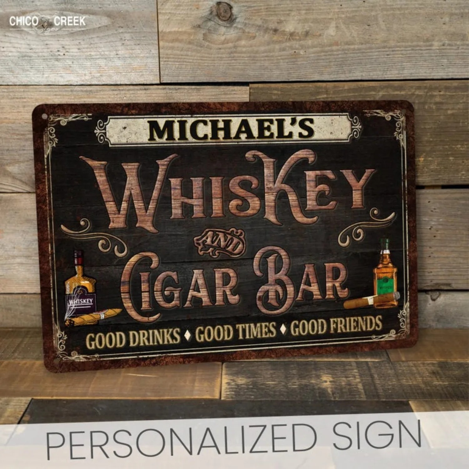 Gepersonaliseerde vintage whis - Home Bar Signs recensie en prijs
