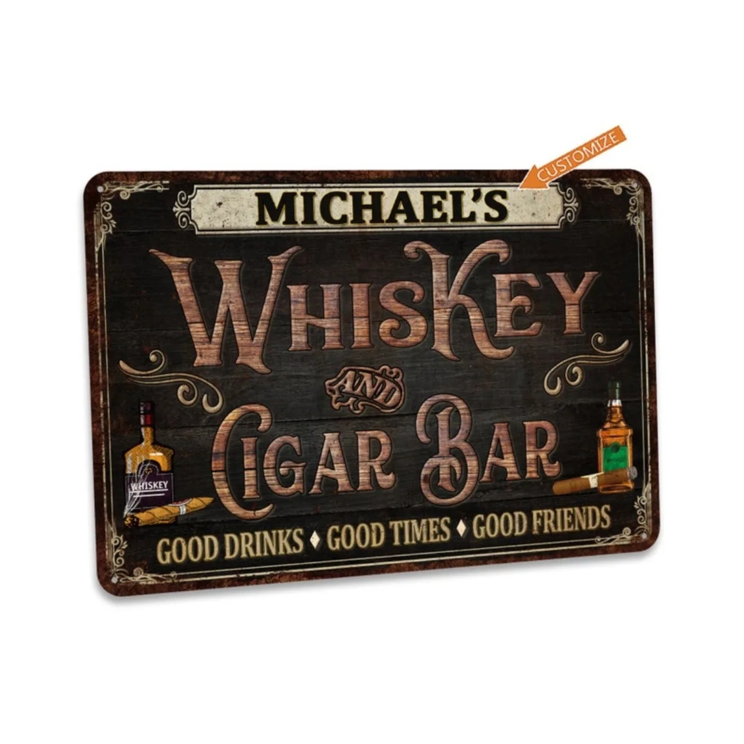 Gepersonaliseerde vintage whis - Home Bar Signs recensie en prijs