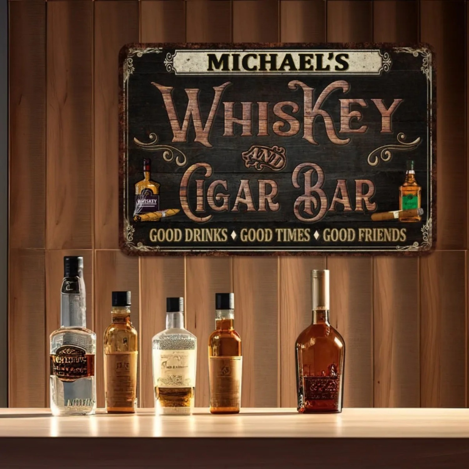 Gepersonaliseerde vintage whis - Home Bar Signs recensie en prijs