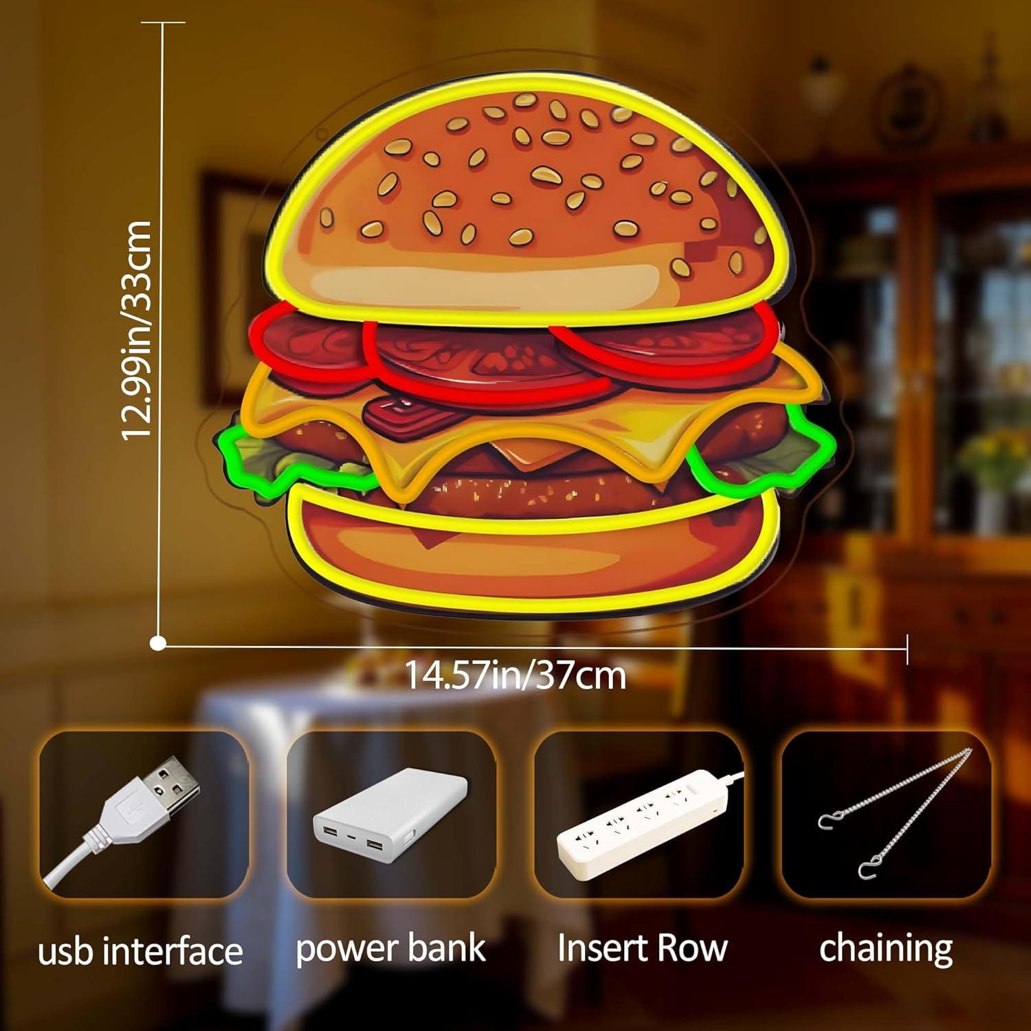 Burger Neon Sign LED Hamburger - Home Bar Signs recensie en prijs